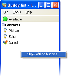 Buddy list context menu
