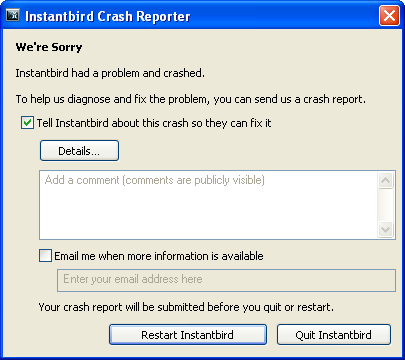 Instantbird crash reporter