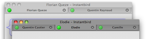 An active and an inactive conversation window on Mac OS X