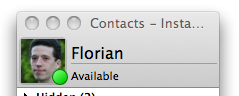 screenshot of the contact list with an icon and a display name